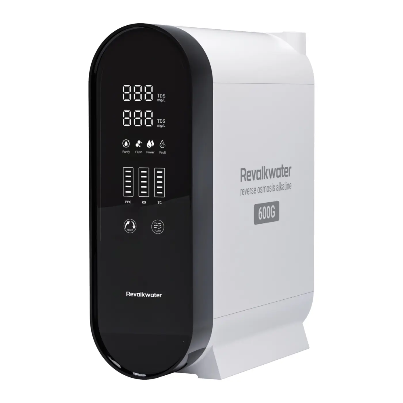 White and black Revalkwater 600 GPD reverse osmosis system