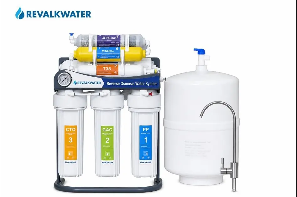 Multi-stage reverse osmosis filtration system with storage tank and faucet