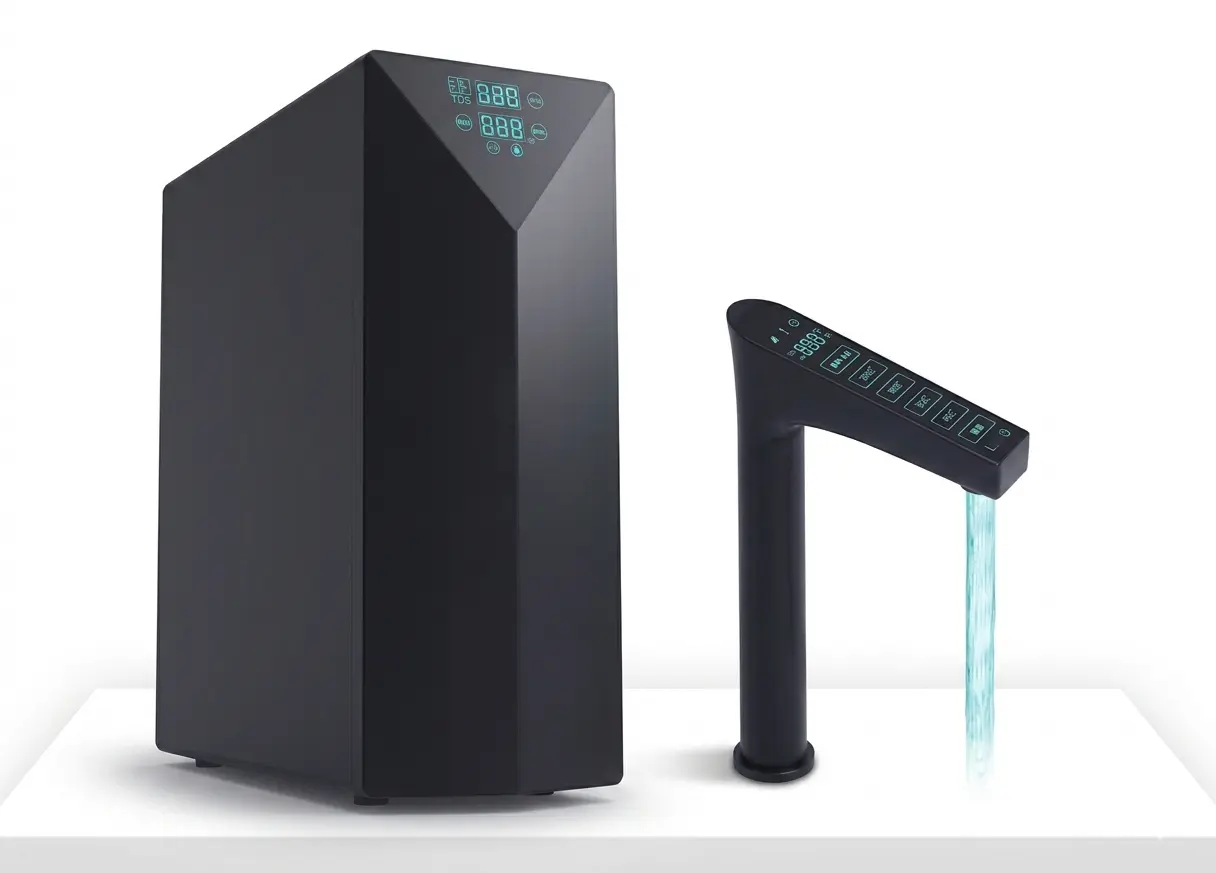 Under-sink hot, cold and sparkling water filtration system